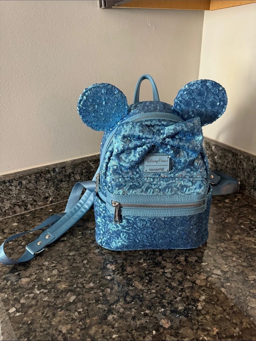 Loungefly Kids Blue Sequin Mini Backpack with Mouse Ears